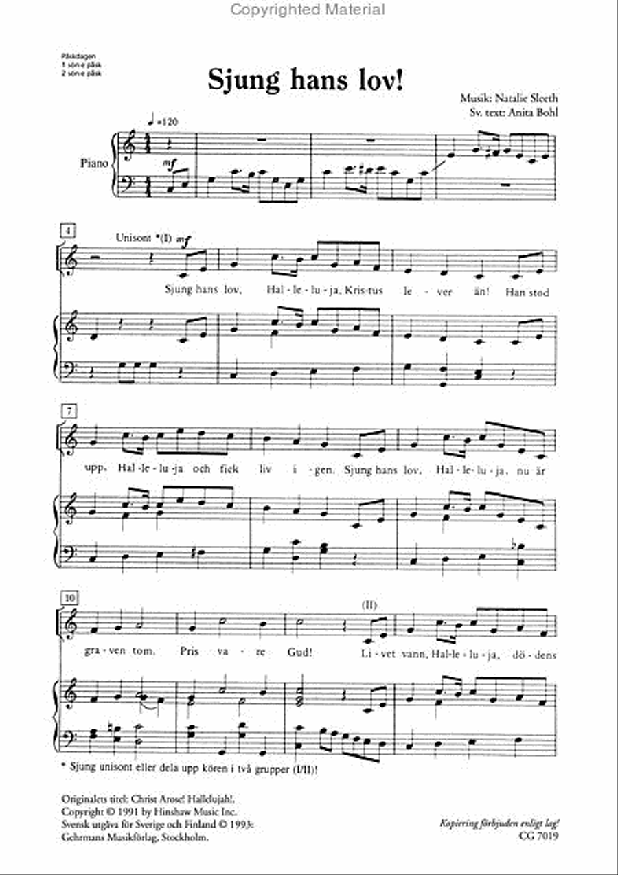 Sjung hans lov! Unison Choir scores gallery preview page 2