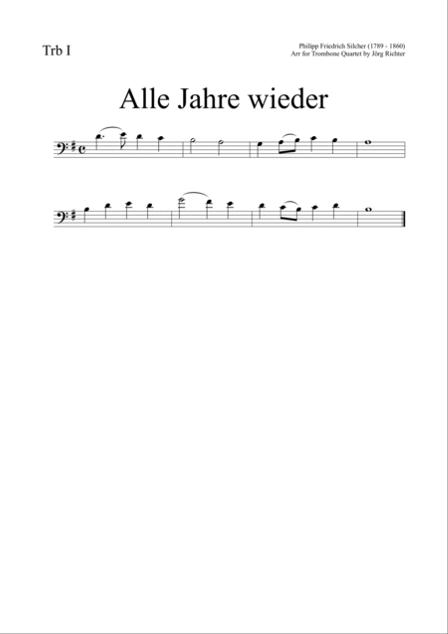 Every Year Again (Alle Jahre wieder) for Trombone Quartet Brass Quartet scores gallery preview page 3