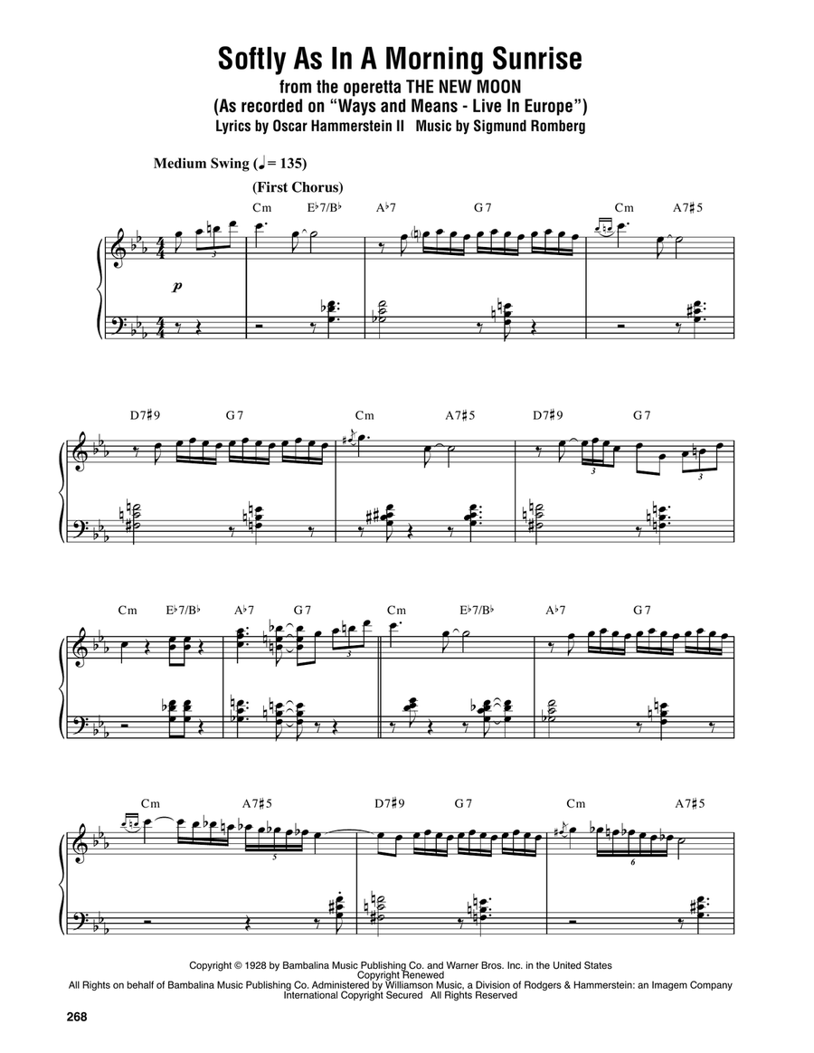 Softly As In A Morning Sunrise Piano scores gallery preview page 1