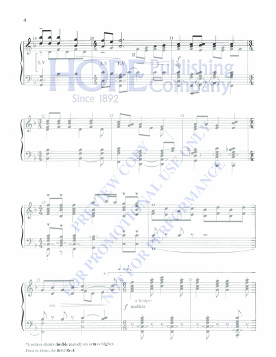 Trust in Jesus, the Solid Rock 5-Octaves scores gallery preview page 4