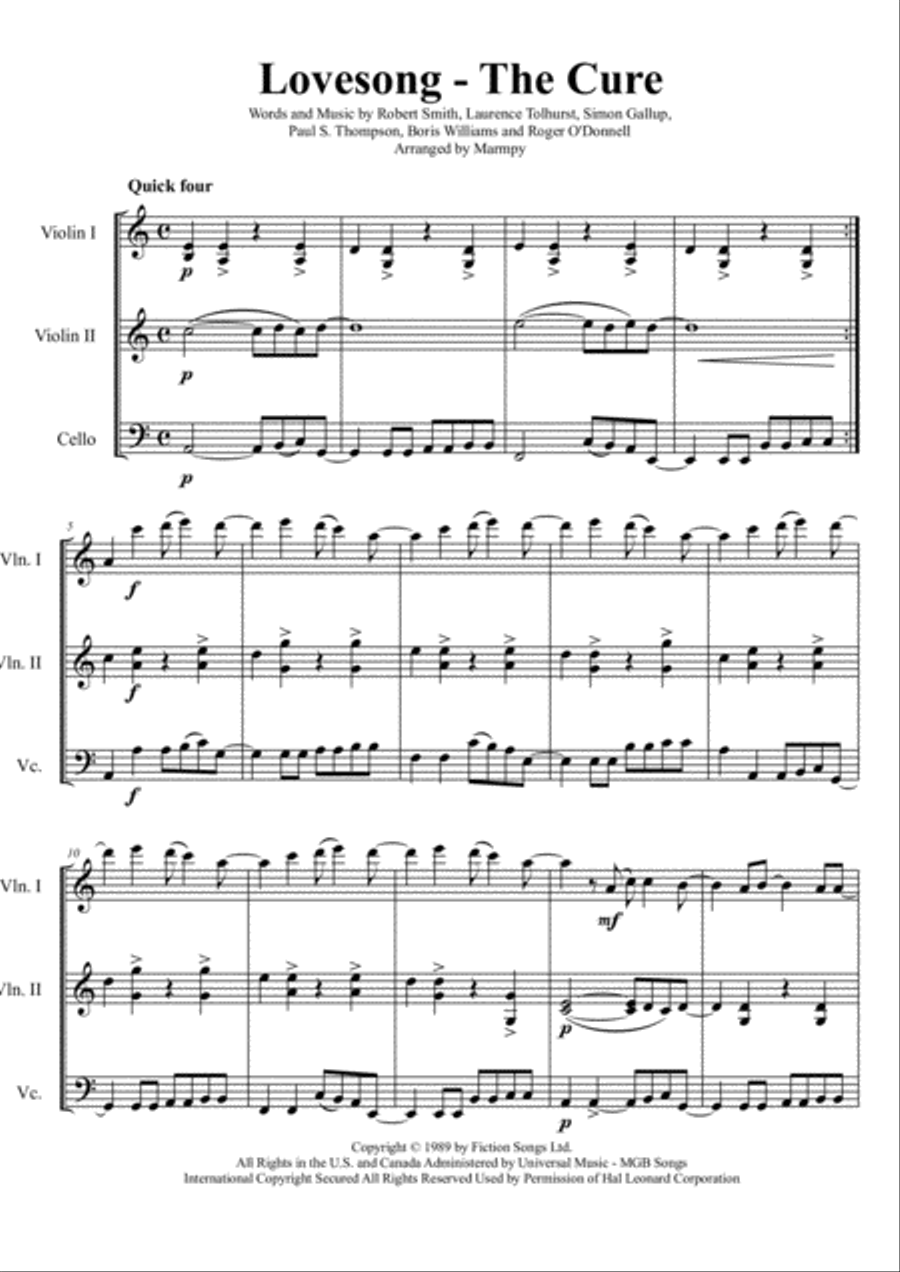 Lovesong String Trio scores gallery preview page 1