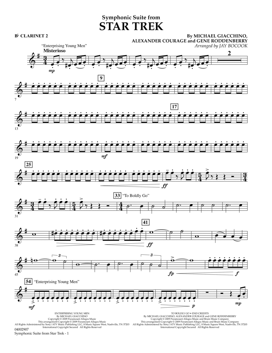Symphonic Suite from Star Trek - Bb Clarinet 2