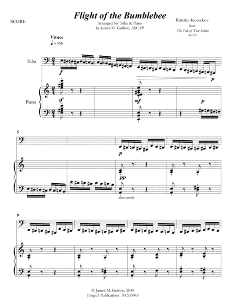 Korsakov: Flight of the Bumblebee for Tuba & Piano image number null