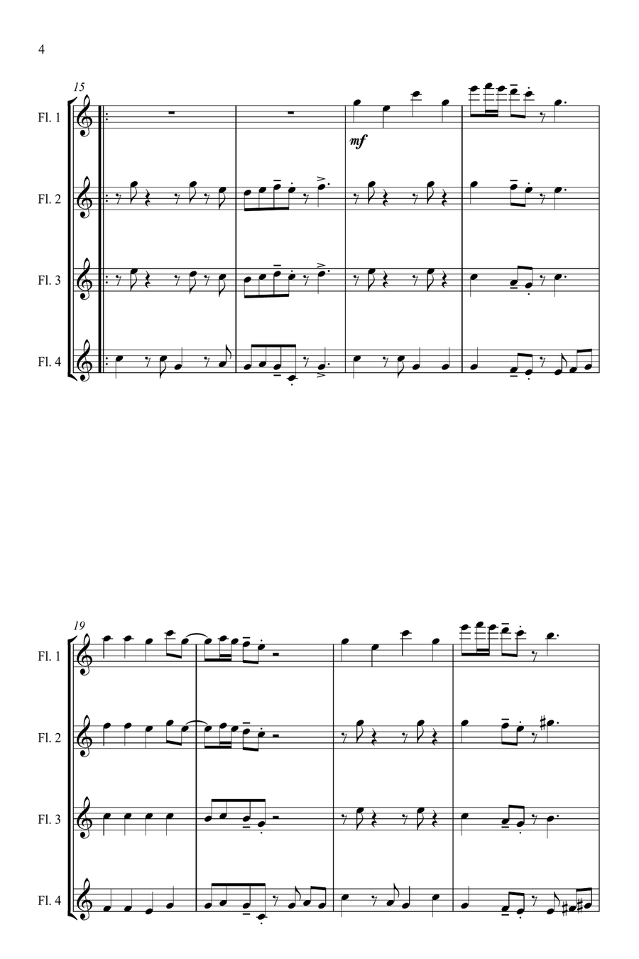Jazz Carols Collection for Flute Quartet - Set Eight Flute Quartet scores gallery preview page 5