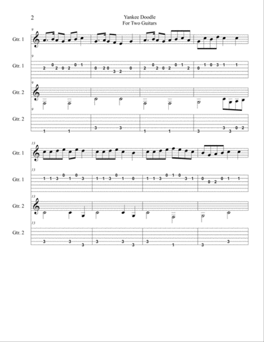 Yankee Doodle For Two Guitars-Tablature Edition Acoustic Guitar scores gallery preview page 2