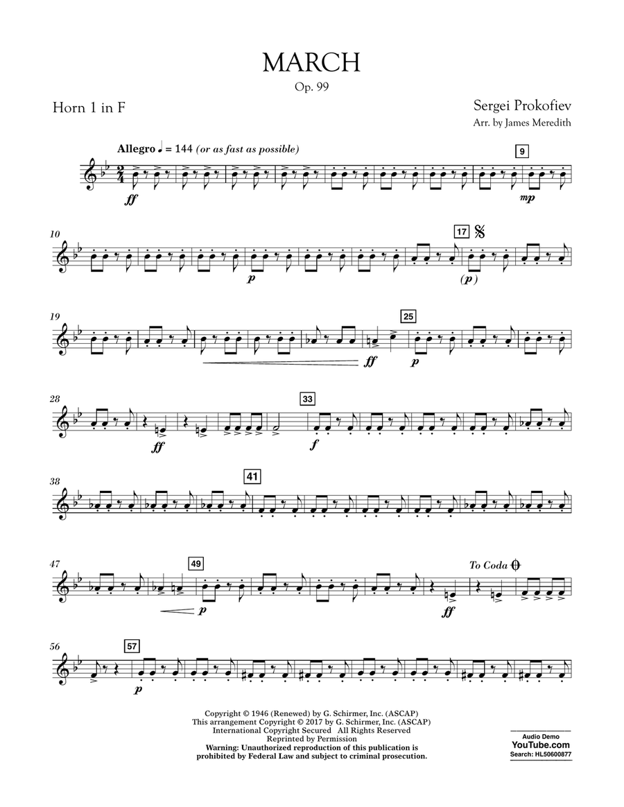 March, Op. 99 - F Horn 1