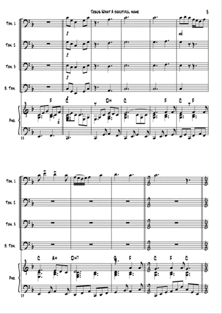 Trombone Praise (Jesus what a beautiful name) Brass Ensemble scores gallery preview page 3