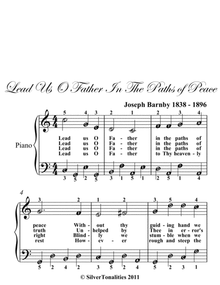 Lead Us O Father In the Paths of Peace Easy Piano Sheet Music