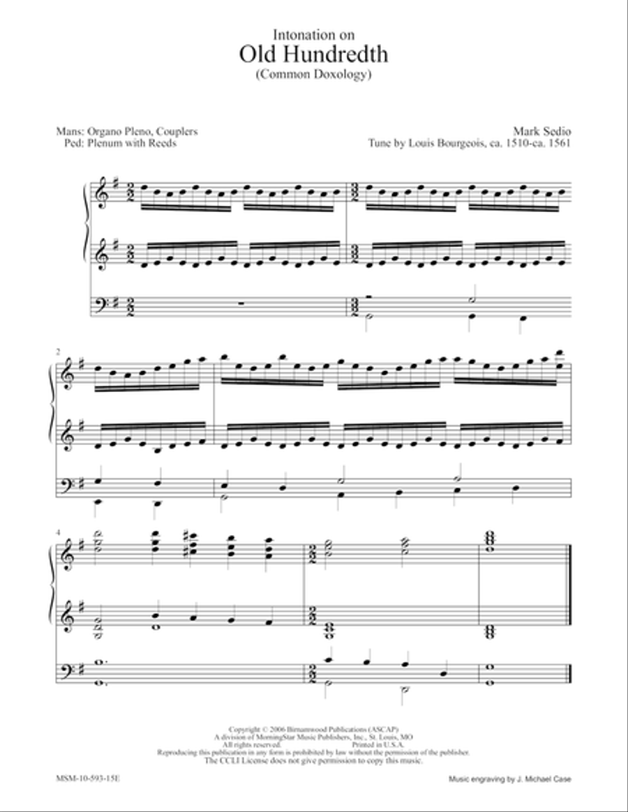 Intonation on Old Hundredth Organ scores gallery preview page 1