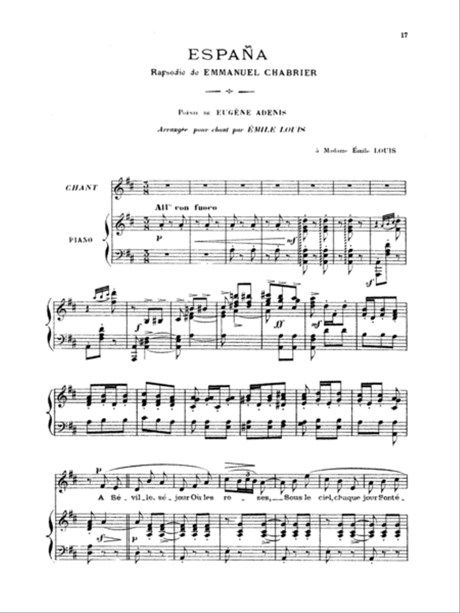 Chabrier: Recueil de Melodies Voice scores gallery preview page 1