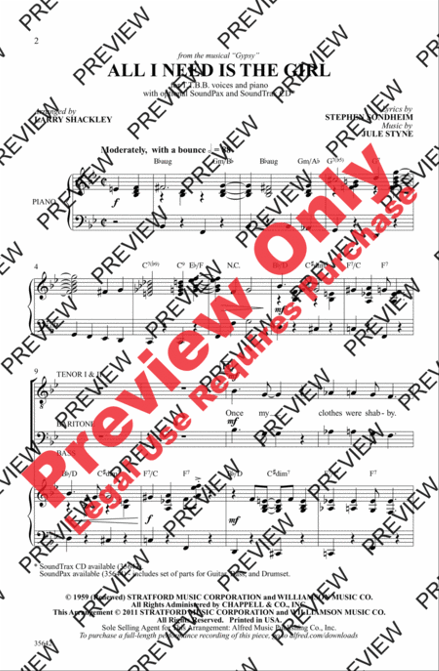 All I Need Is the Girl Men's Choir scores gallery preview page 2