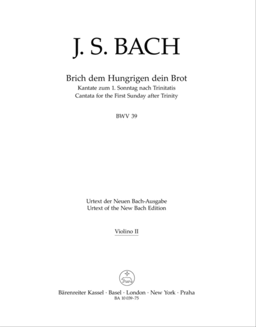 Break with hungry men thy bread, BWV 39 Violin scores gallery preview page 1