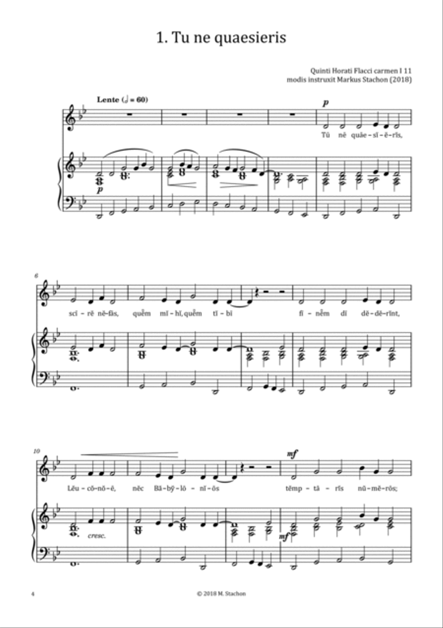 Quattuor carmina Horati / Vier Oden des Horaz / Four Odes of Horace Voice scores gallery preview page 4