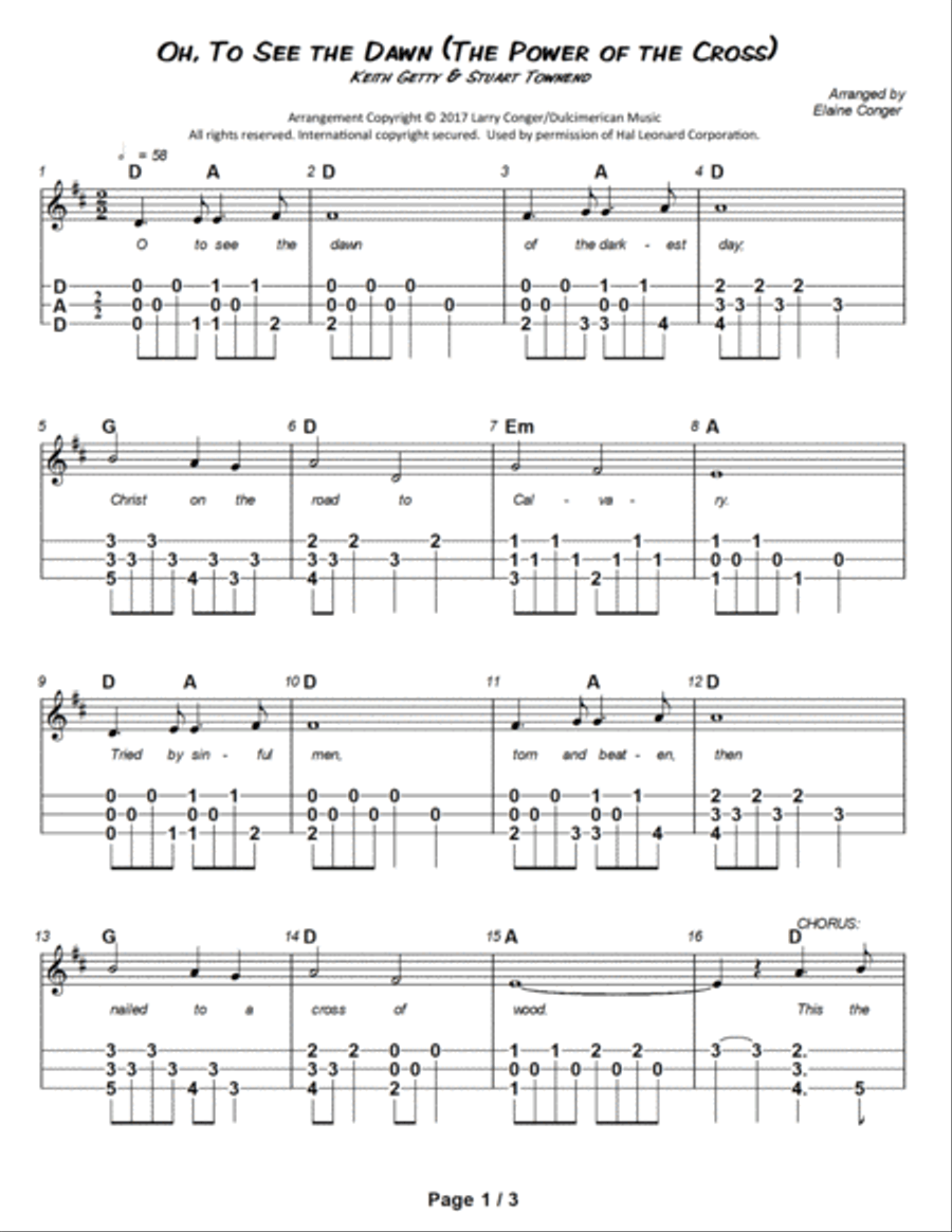 The Power Of The Cross (Oh To See The Dawn) Dulcimer scores gallery preview page 2