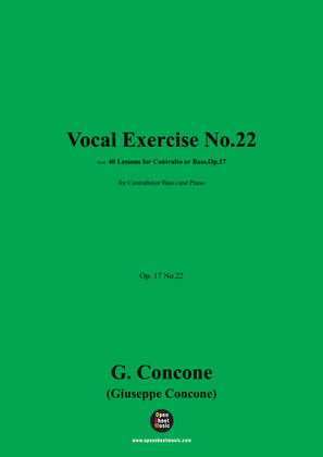 G. Concone-Vocal Exercise No.22,for Contralto(or Bass) and Piano