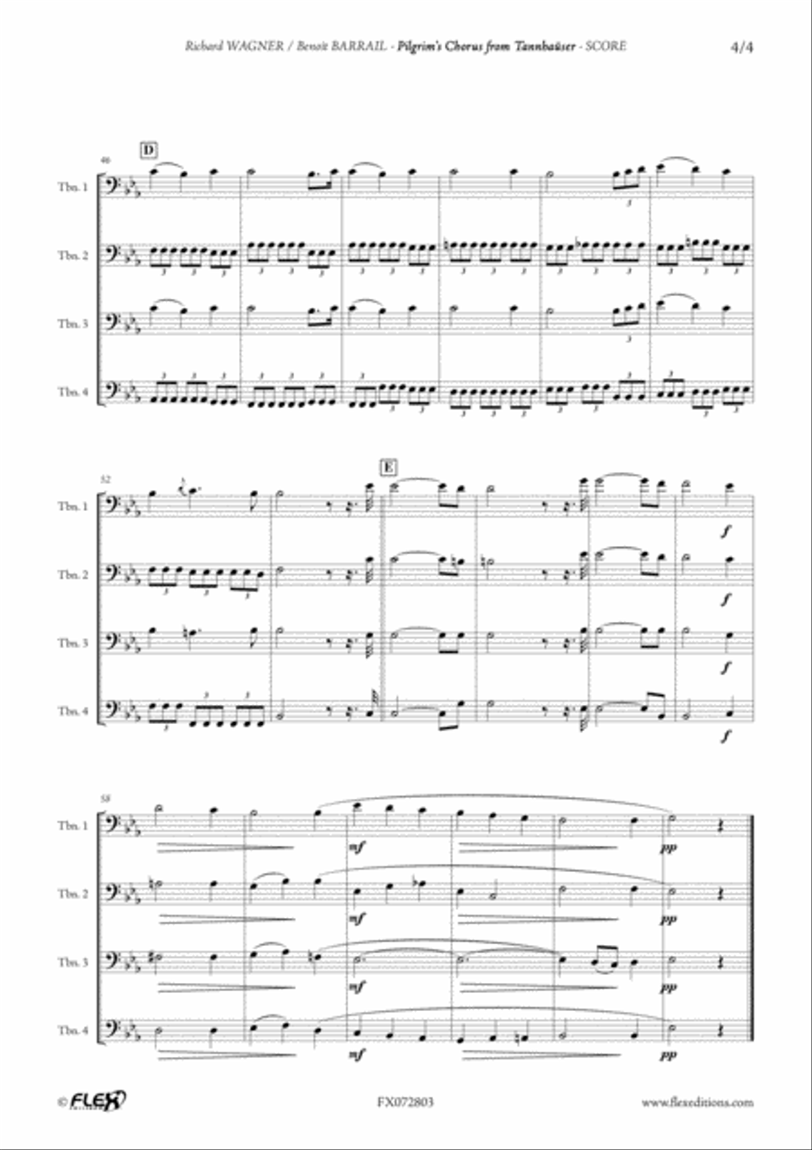 Pilgrim's Chorus from Tannhauser Trombone Quartet scores gallery preview page 4