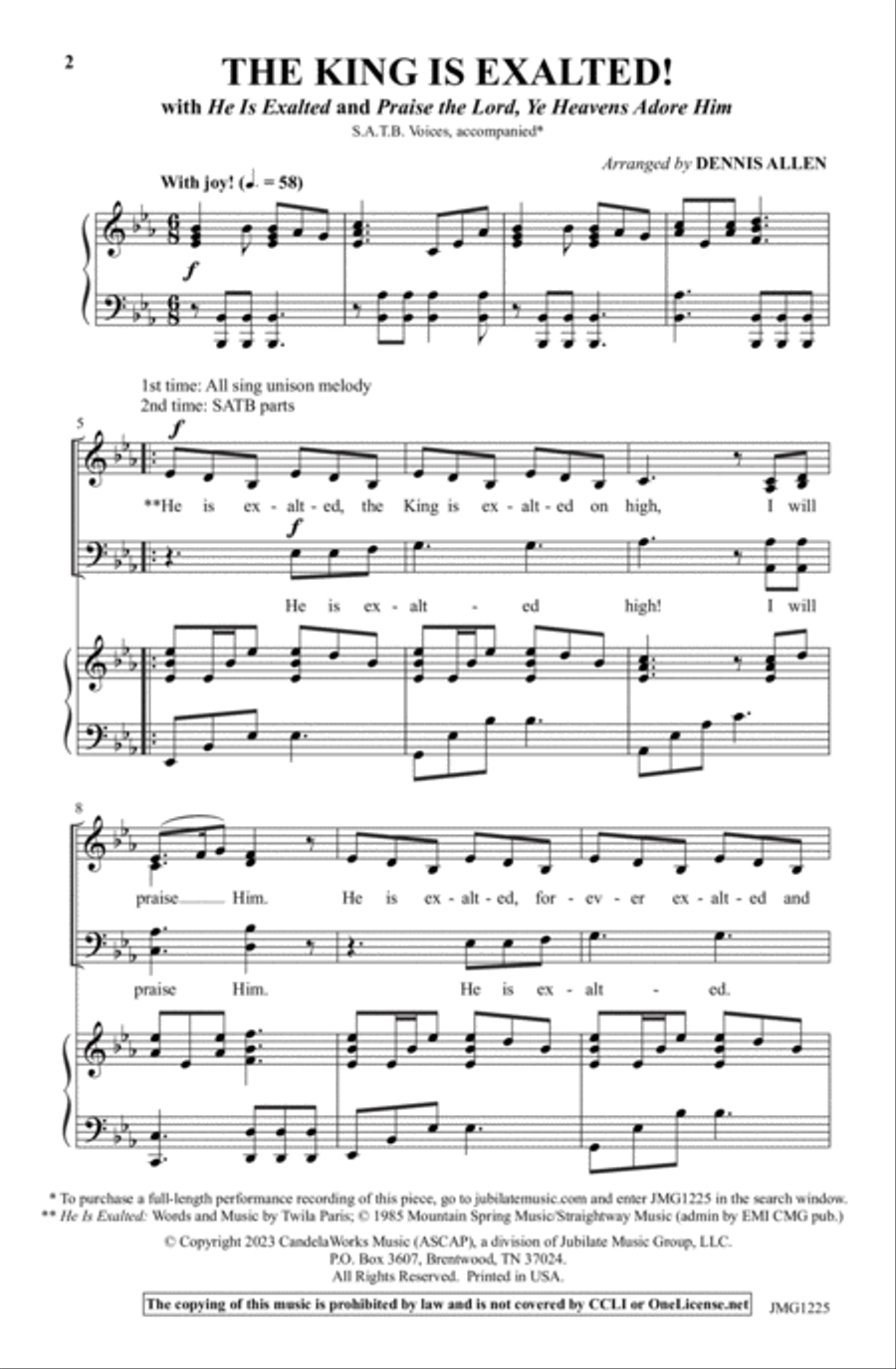 The King Is Exalted! 4-Part scores gallery preview page 2