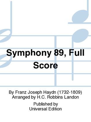 Book cover for Symphony 89, Full Score