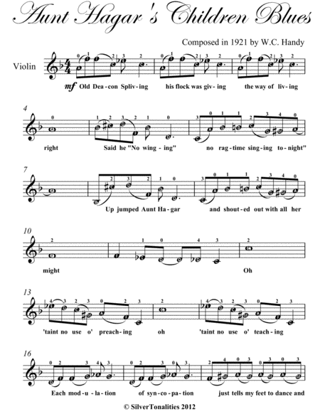 Aunt Hagar’s Children Blues Easy Violin Sheet Music
