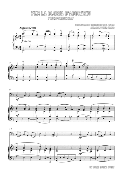 Bononcini-Per la gloria d'adorarvi, for Cello and Piano image number null