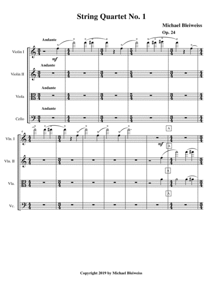 String Quartet No. 1 -- Score plus Parts image number null