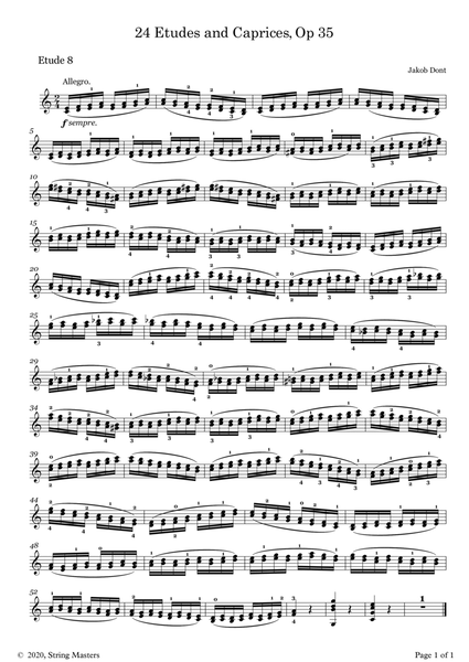 DONT 24 Etudes and Caprices Op35, for Violin No 08