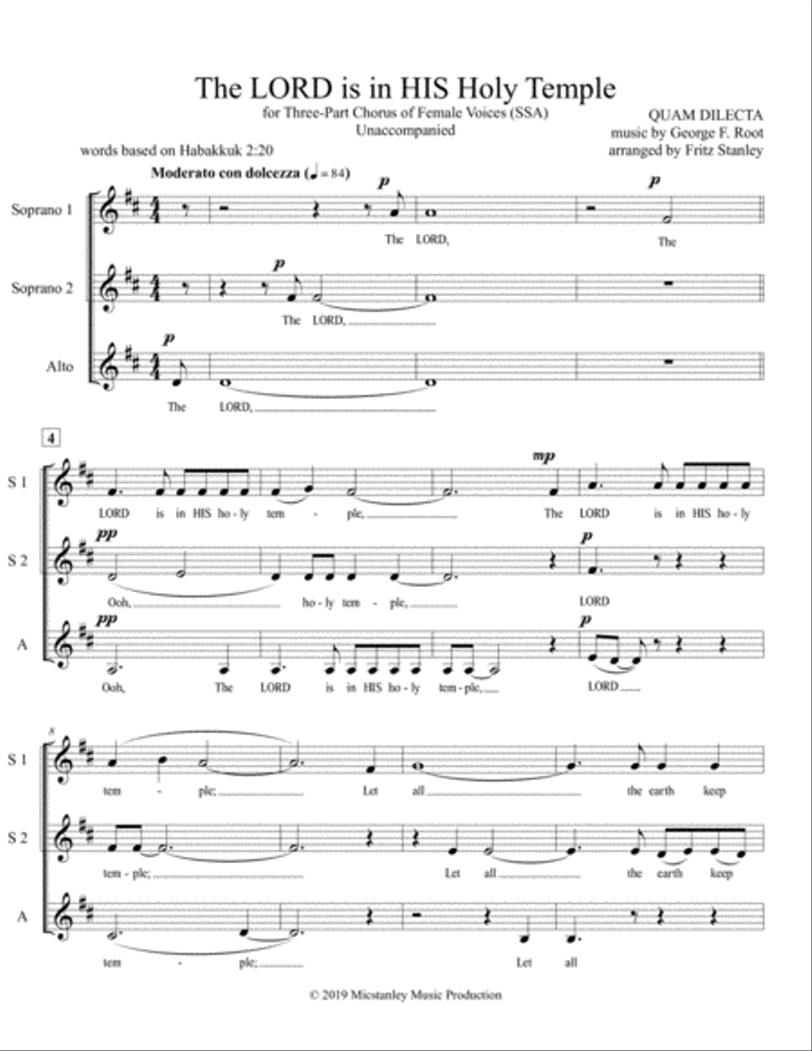 The LORD is in HIS Holy Temple - SSA A Cappella SSA scores gallery preview page 2