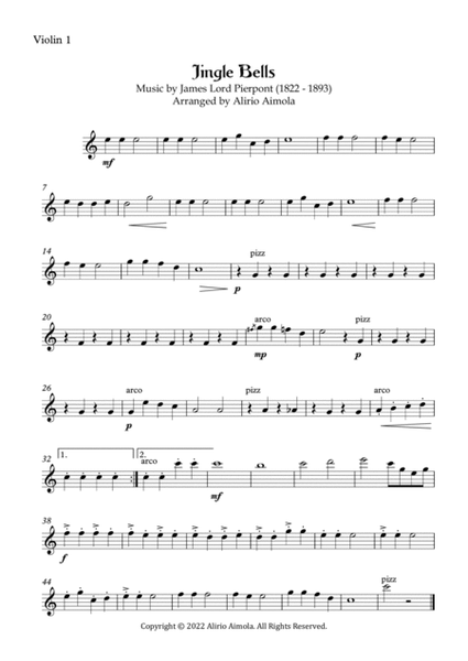 Jingle Bells - string quartet easy level image number null