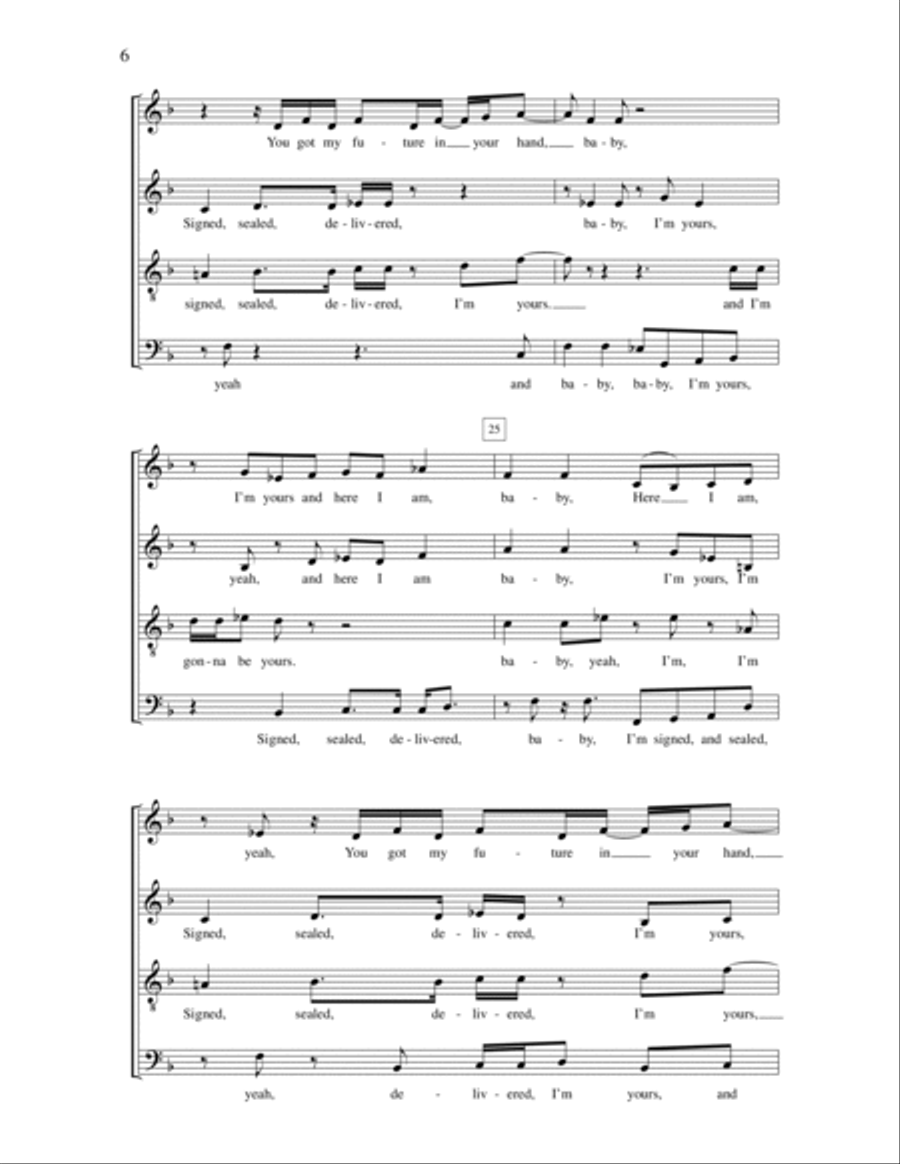Signed, Sealed, Delivered I'm Yours 4-Part scores gallery preview page 6