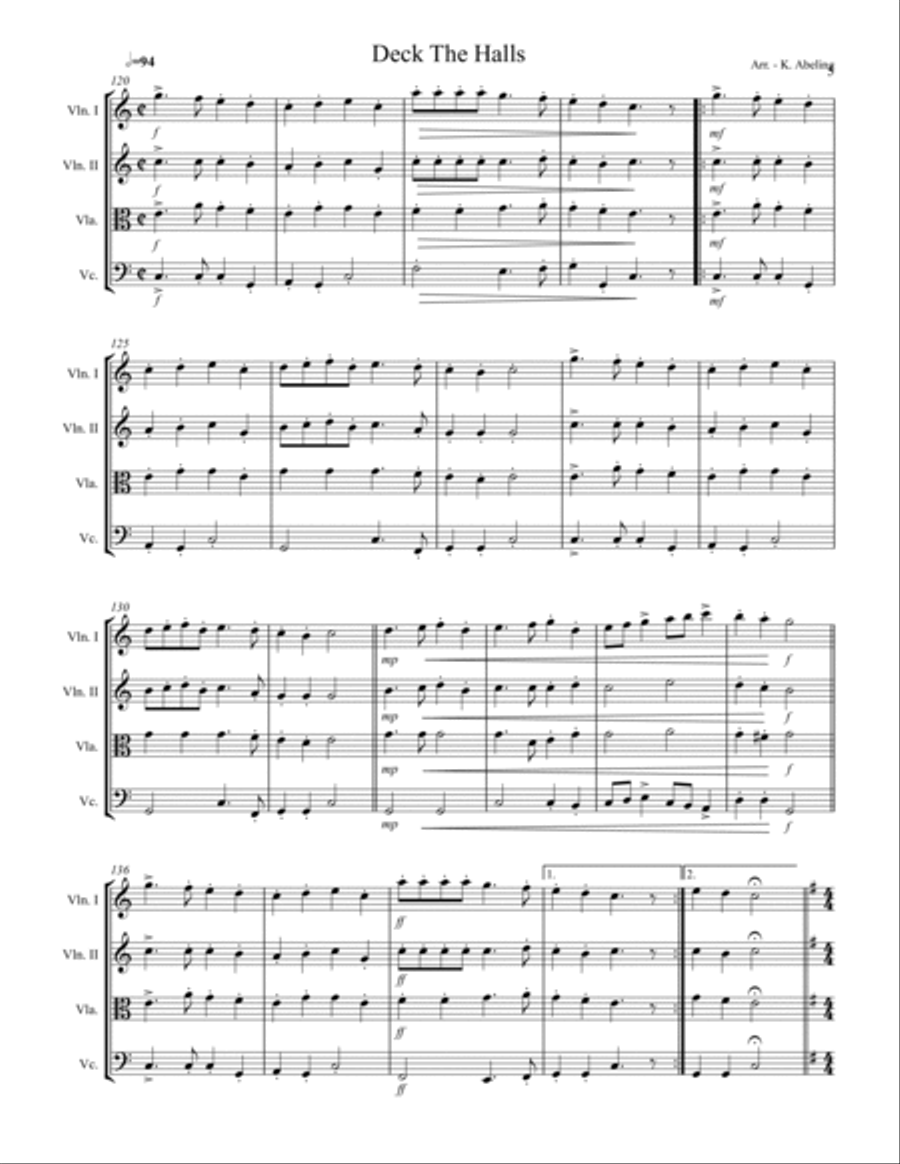 20 Traditional Christmas Carols Volume I (for String Quartet) String Quartet scores gallery preview page 6