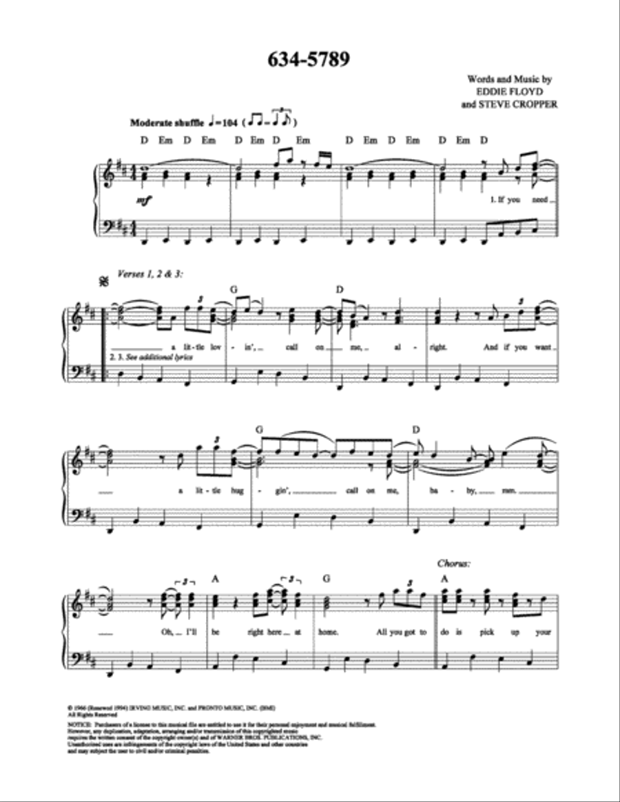 634-5789 Piano, Vocal, Guitar scores gallery preview page 1