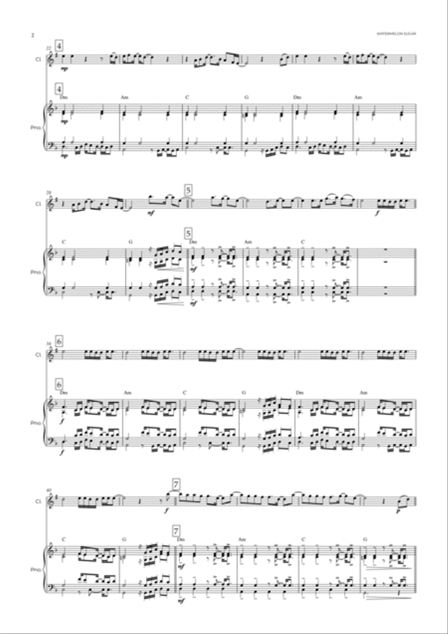 Watermelon Sugar Clarinet Solo scores gallery preview page 3