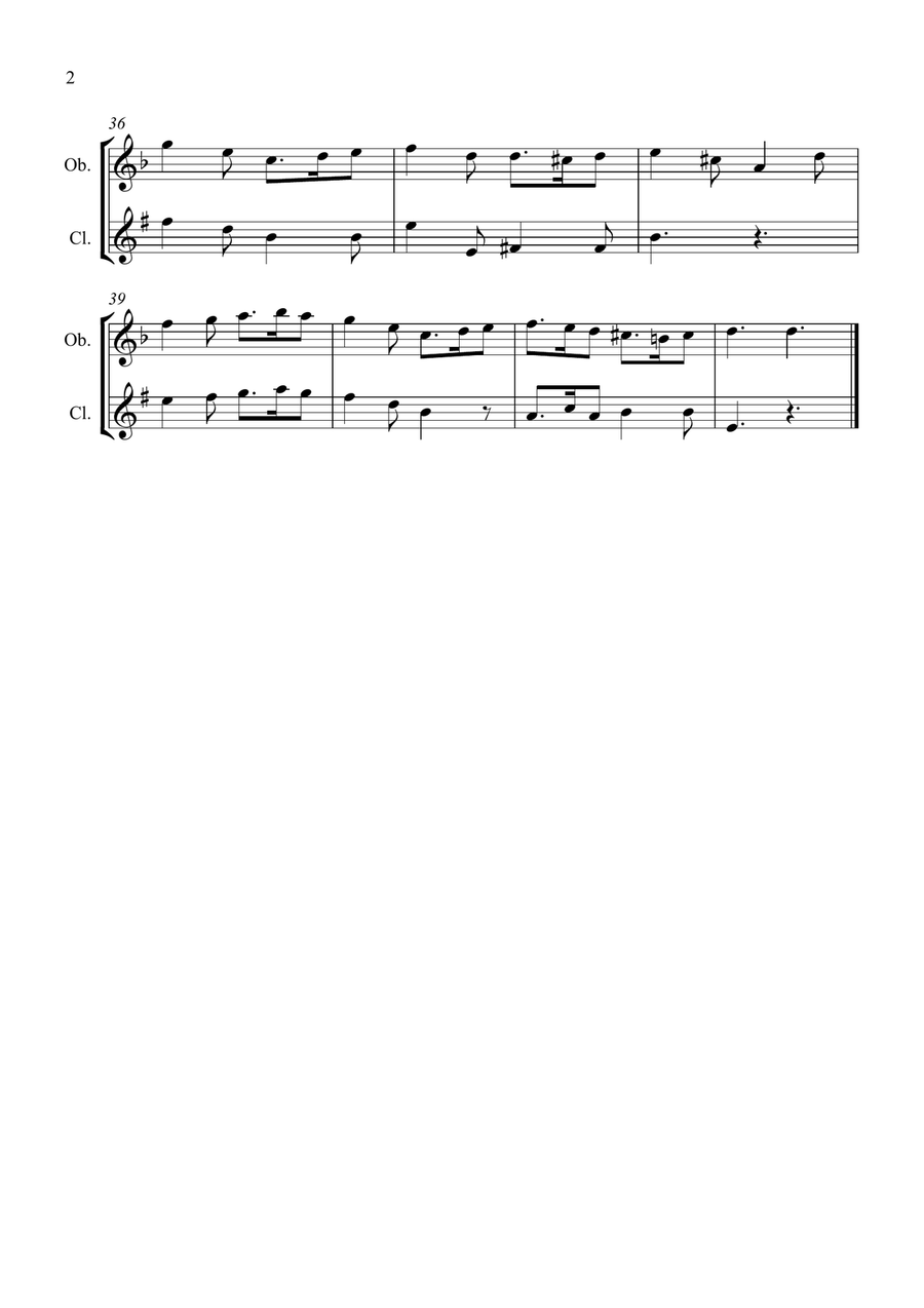 Greensleeves for Oboe and Clarinet Woodwind Duet scores gallery preview page 2