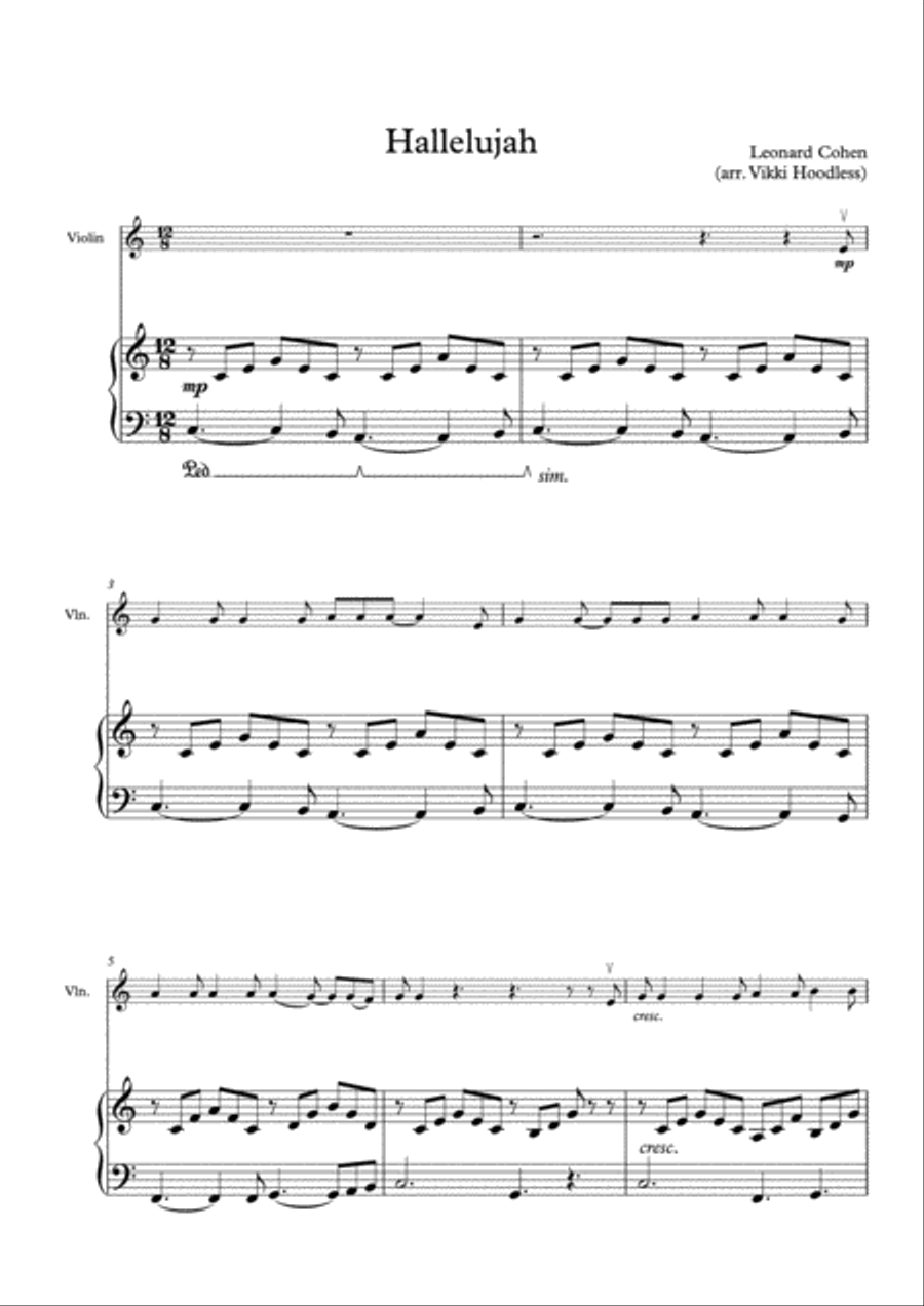 Hallelujah Violin Solo scores gallery preview page 1