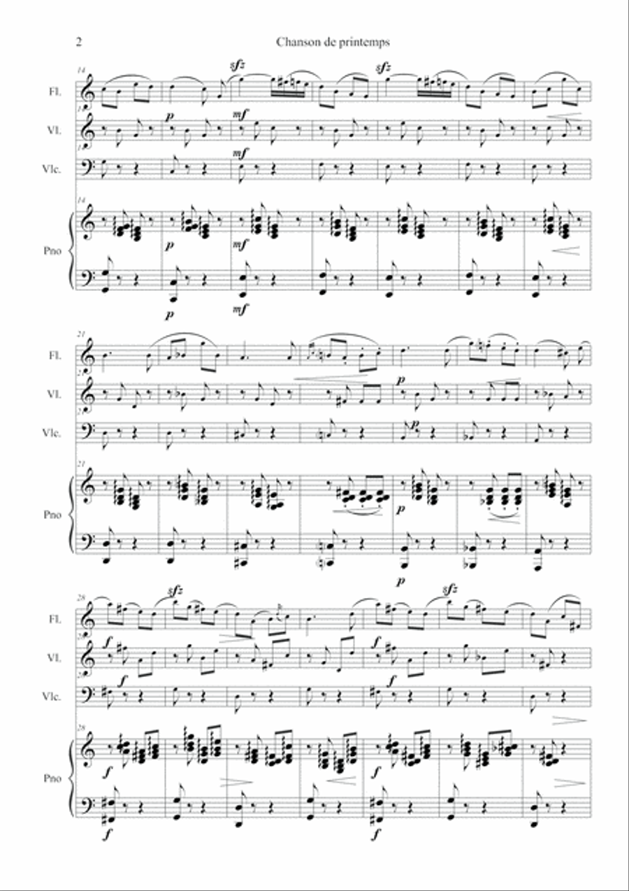 Chanson de printemps (Spring-Song) Small Ensemble scores gallery preview page 2