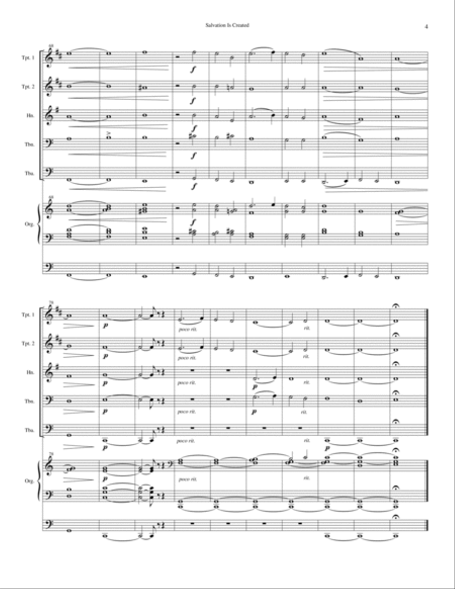 Salvation Is Created (for Brass Quintet and Organ) Brass Ensemble scores gallery preview page 5