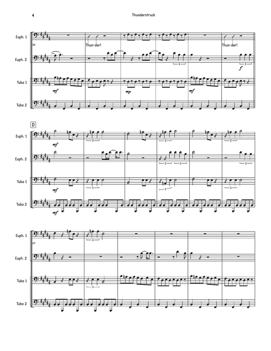 Thunderstruck Brass Quartet scores gallery preview page 4