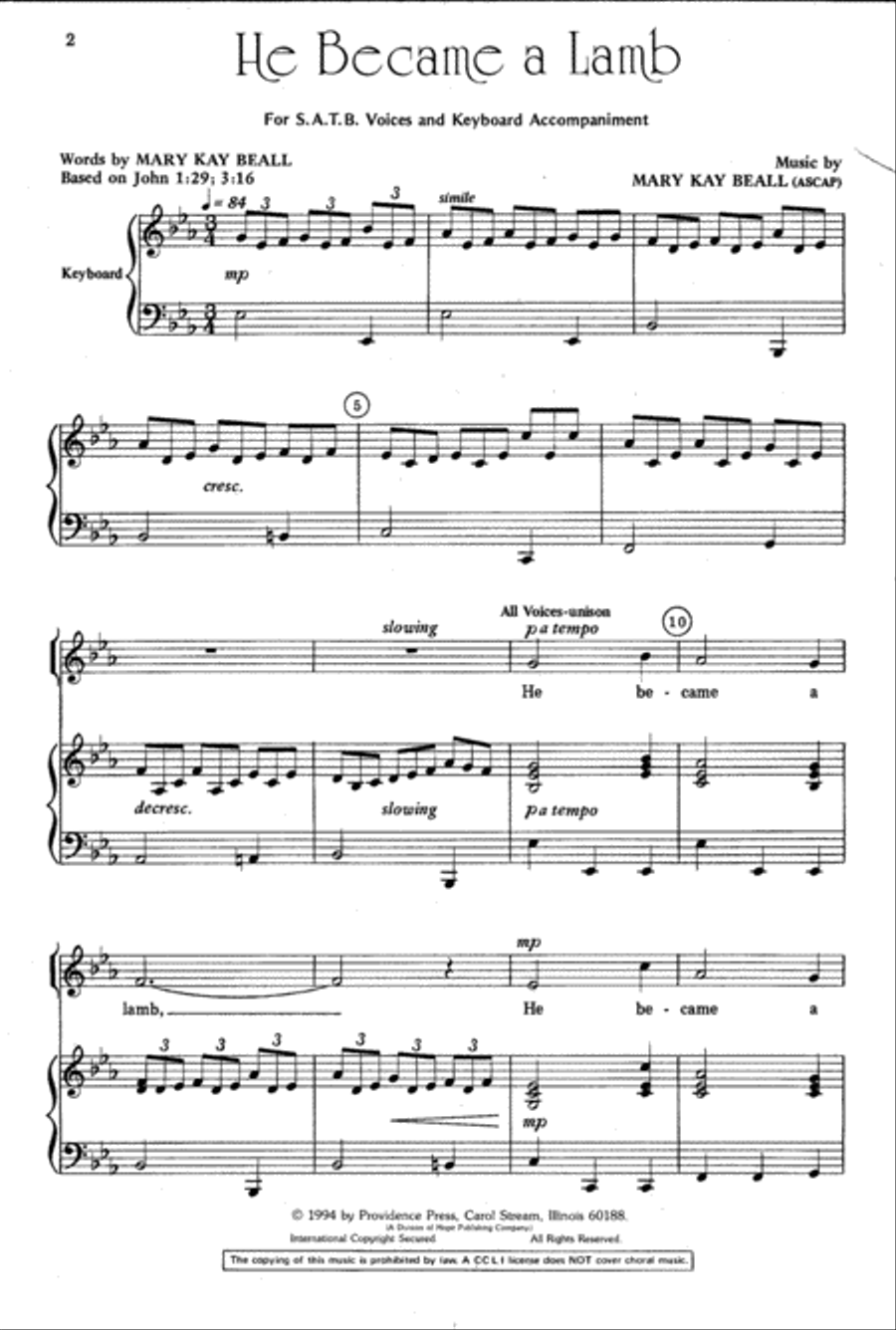 He Became a Lamb 4-Part scores gallery preview page 2