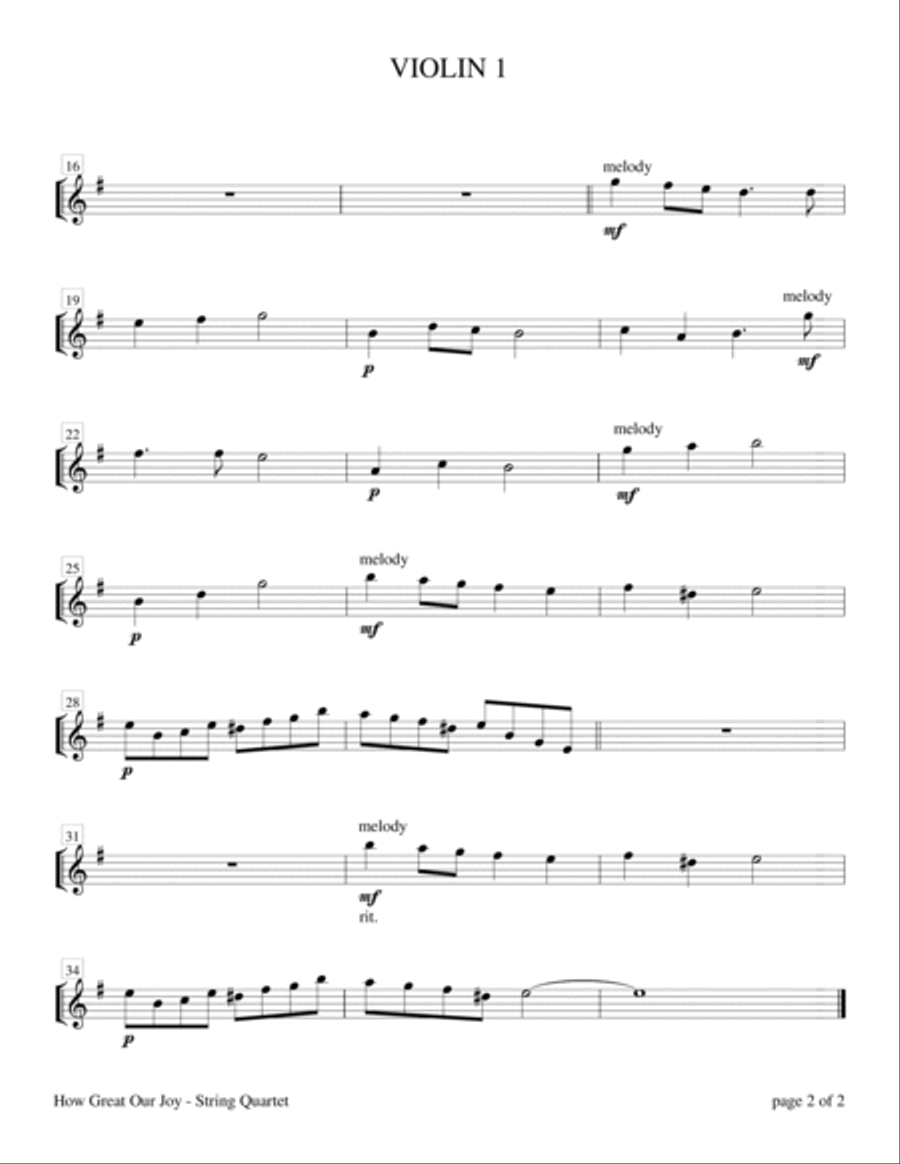 How Great Our Joy (for String Quartet) String Quartet scores gallery preview page 3