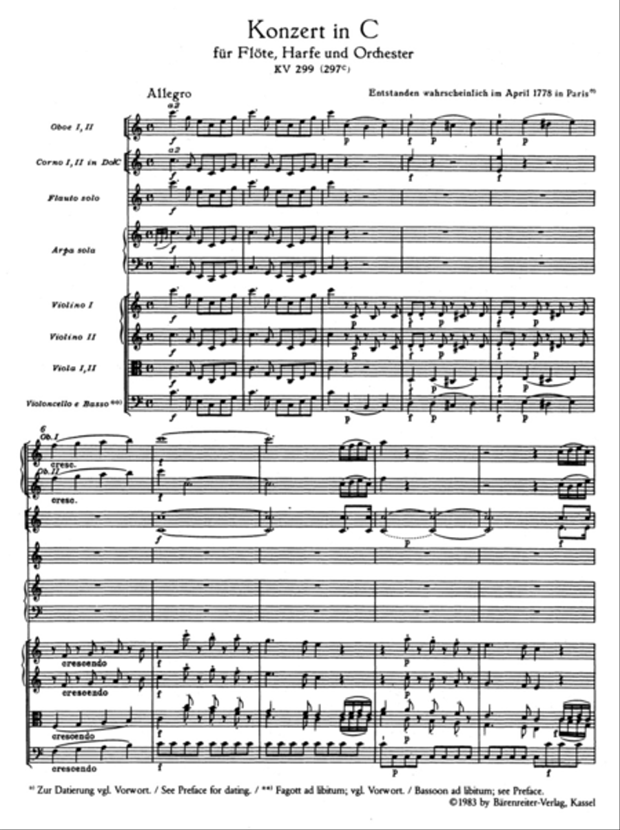 Konzert for Flute, Harp and Orchestra C major KV 299 (297c) Orchestra scores gallery preview page 2