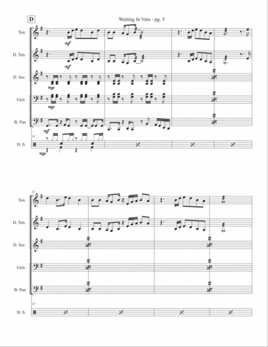 Waiting In Vain Percussion Ensemble scores gallery preview page 5