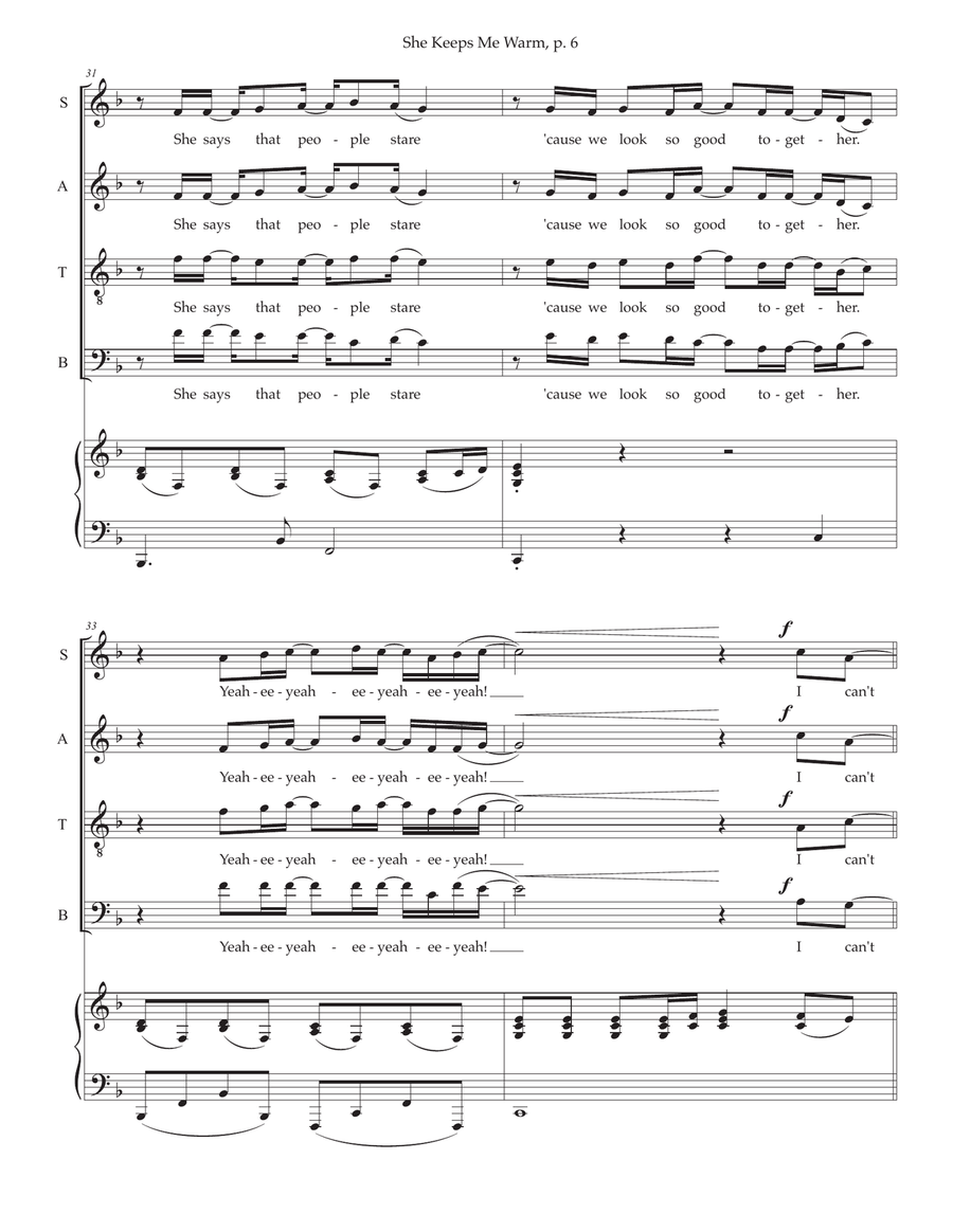 She Keeps Me Warm Choir scores gallery preview page 6