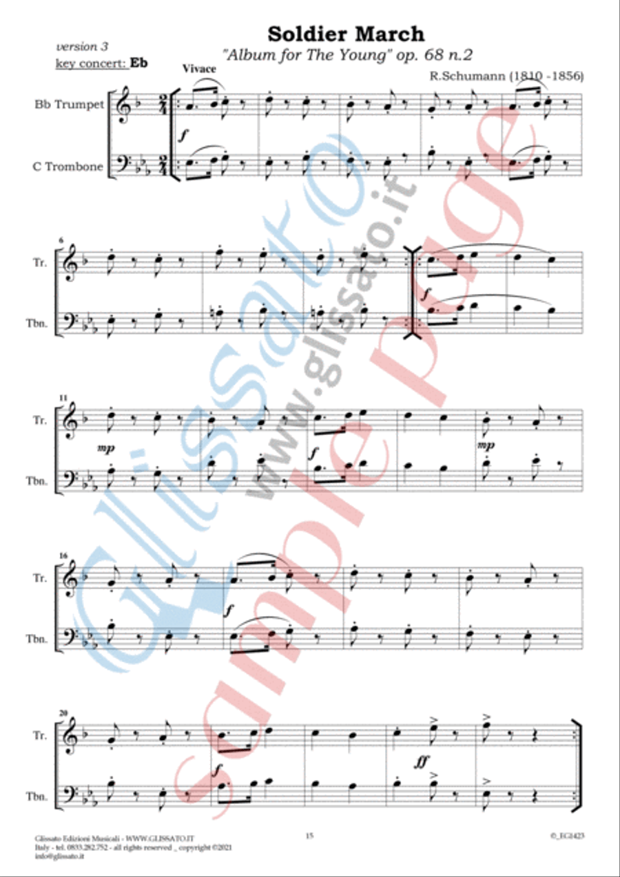 10 Romantic Easy duets for Bb Trumpet and Trombone B.C. Brass Duet scores gallery preview page 3