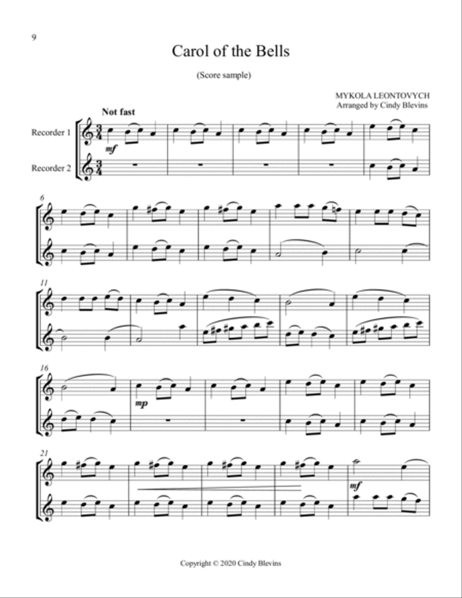 13 Songs for Christmas, Vol. 1, Recorder Duets Woodwind Duet scores gallery preview page 2