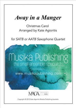 Book cover for Away in a Manger - Jazz Carol for Saxophone Quartet