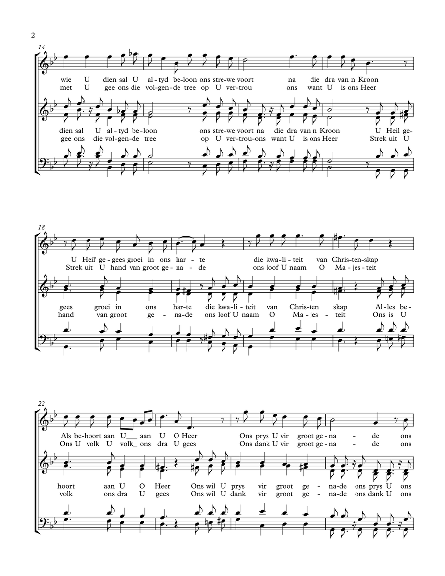Ons loof U goedheid Heer 4-Part scores gallery preview page 2
