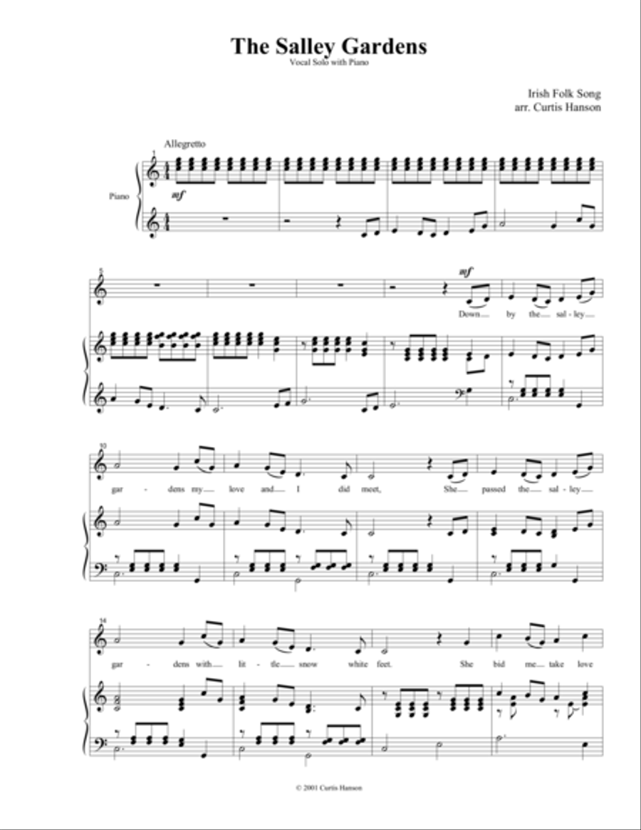 The Salley Gardens (key of C) Voice Solo scores gallery preview page 1