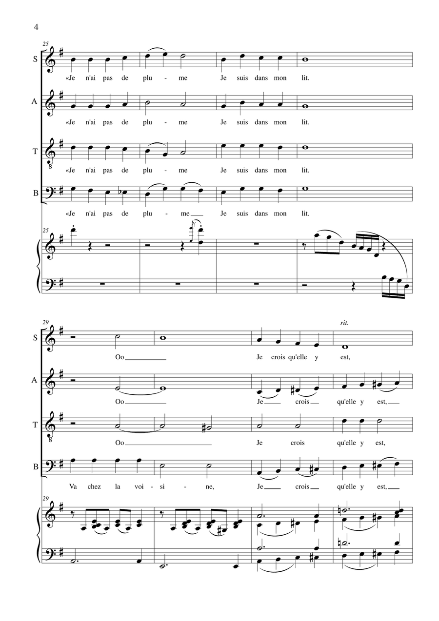 Au Claire de la Lune 4-Part scores gallery preview page 5