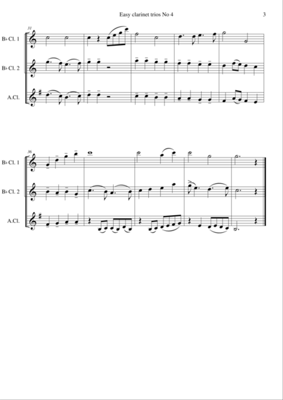 Men of Harlech (Rhyfelgyrch Gwŷr Harlech) for clarinet trio (2 B flats and 1 Alto) Clarinet Trio scores gallery preview page 3