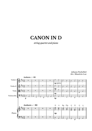 Canon in D for String Quartet and Piano with chords